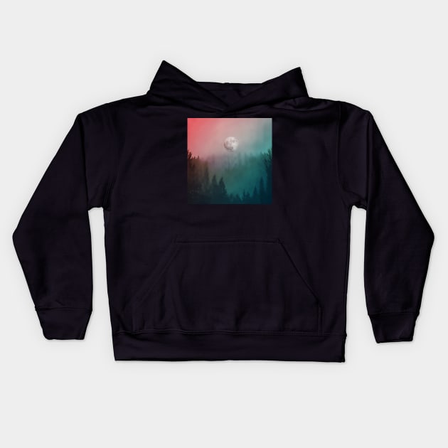 Misty Blue Forest 1 Kids Hoodie by Collagedream